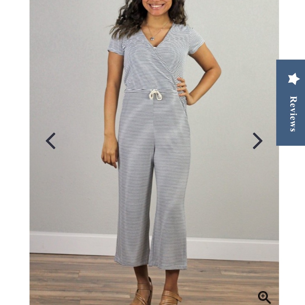 White & Black Romper V Neck Functional Drawstring